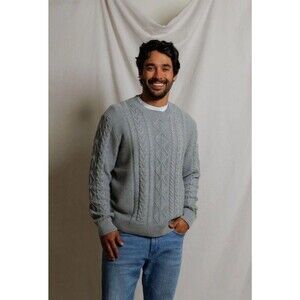 Perfectwhitetee Sweater Mens Small Gray Cotton Cashmere Womens Cable Knit Crew